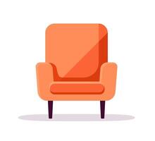 Comfortable orange soft armchair, cartoon flat style design, editable interior element, isolated on white background vector