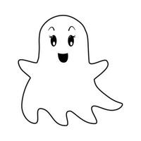 Halloween ghost outline isolated illustration on white background. Cute thin line icon for your design vector