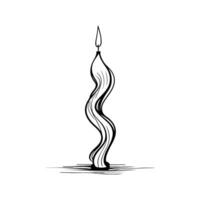 Burning candle one line art, doodle hand-drawing, isolated sketch on white background, concept of comfort and romance. vector