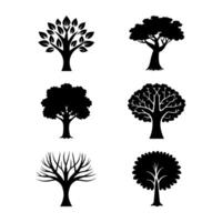 un colección de árbol icono siluetas vector