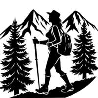 Woman Hiking Silhouette vector