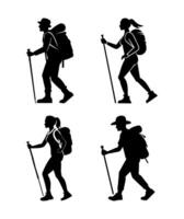 A Set of Hiking Silhouettes vector