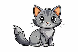 A Cute Gray Kitten Sitting vector