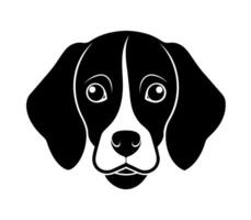 Beagle Face Silhouette Isolated on White vector