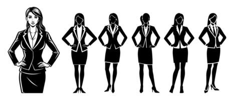 Collection of Business Woman or Executive Silhouettes vector