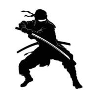 Ninja fighter graphics silhouette . vector