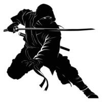 Ninja fighter graphics silhouette . vector