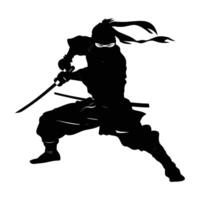 Ninja fighter graphics silhouette . vector