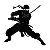 ninja combatiente gráficos silueta . vector