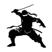 ninja combatiente gráficos silueta . vector