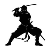 Ninja fighter graphics silhouette . vector