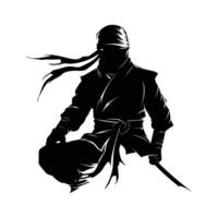 ninja combatiente gráficos silueta . vector