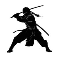 Ninja fighter graphics silhouette . vector