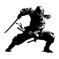 Ninja fighter graphics silhouette . vector