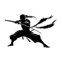 Ninja fighter graphics silhouette . vector