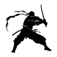 Ninja fighter graphics silhouette . vector