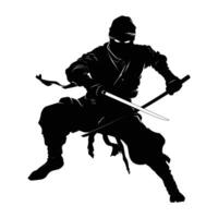 ninja combatiente gráficos silueta . vector