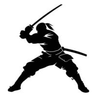 Ninja fighter graphics silhouette . vector