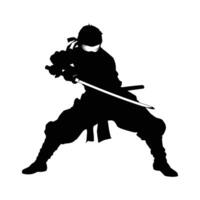 Ninja fighter graphics silhouette . vector