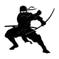 Ninja fighter graphics silhouette . vector