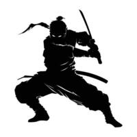 Ninja fighter graphics silhouette . vector