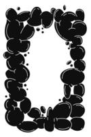 Frame of abstract dark bubble shapes. Whimsical balloons organic elements icon sign badge sign in trendy retro y2k style. Cartoon graffiti illustration isolated on white background. vector