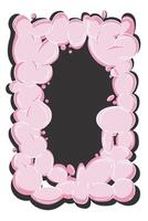 Frame of abstract pink bubble shapes with dark shadow. Whimsical balloons organic elements icon badge sign in trendy retro y2k style. Cartoon graffiti illustration isolated on white background. vector