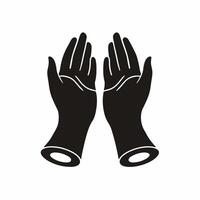 Human's Hand Palm Up Open for Pray on White Background with White Lines Defining Thumb and Fingers. Hand Gesture Flat Icon Decal Illustration. vector