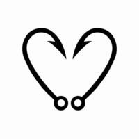 amor pescar icono logo diseño. negro y blanco plantilla tatuaje. plano etiqueta ilustración en blanco antecedentes. vector