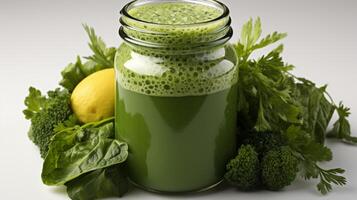 Spinach green smoothie fruit shake healthy drink breakfast photo