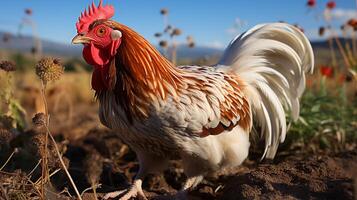 gallo gallina animal granja pájaro prado foto