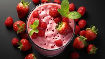 Strawberry smoothie juice fresh fruity dessert shake photo
