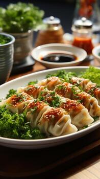 gyoza oriental tradicional comida para almuerzo foto