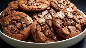 Brownie cookies whit chocolate chip baked snack photo