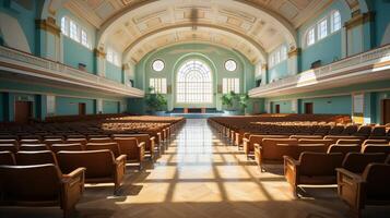 White school auditorium student hall big room photo