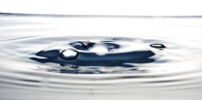 The round transparent drop of water, falls downwards photo