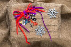 Trinkets for keys in Christmas decor photo