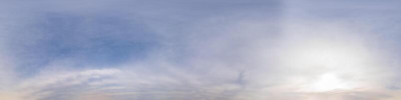 Sky panorama with Altostratus clouds in Seamless spherical equirectangular format as full zenith for use in 3D graphics, game and composites in aerial drone 360 degree panoramas for sky replacement. photo