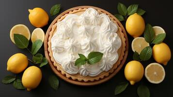 Lemon pie fruit dessert creamy baked for snack photo