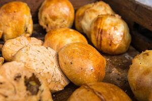 Uzbek and Central Asia cuisine concept. Samsa or Sambousak photo