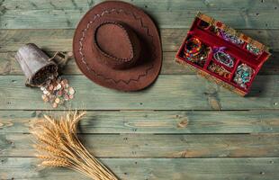 Mockup shot on wooden background photo