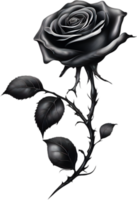 Black and White Rose Drawing, Pen and Ink Sketch Flowers. AI-Generated. png