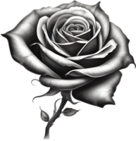 Black and White Rose Drawing, Pen and Ink Sketch Flowers. AI-Generated. png