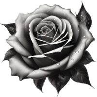 Black and White Rose Drawing, Pen and Ink Sketch Flowers. AI-Generated. png