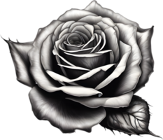 Black and White Rose Drawing, Pen and Ink Sketch Flowers. AI-Generated. png