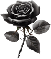 Black and White Rose Drawing, Pen and Ink Sketch Flowers. AI-Generated. png