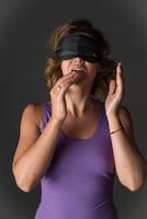 Young woman with hat and accessories in studio. photo