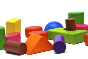 Colored wooden toys photo