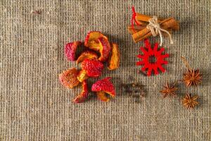 Spice Sensation, Aromatic Delights on Burlap Canvas photo