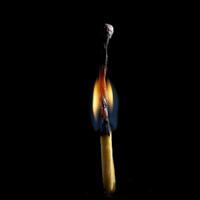 Wooden match burning on a black background photo